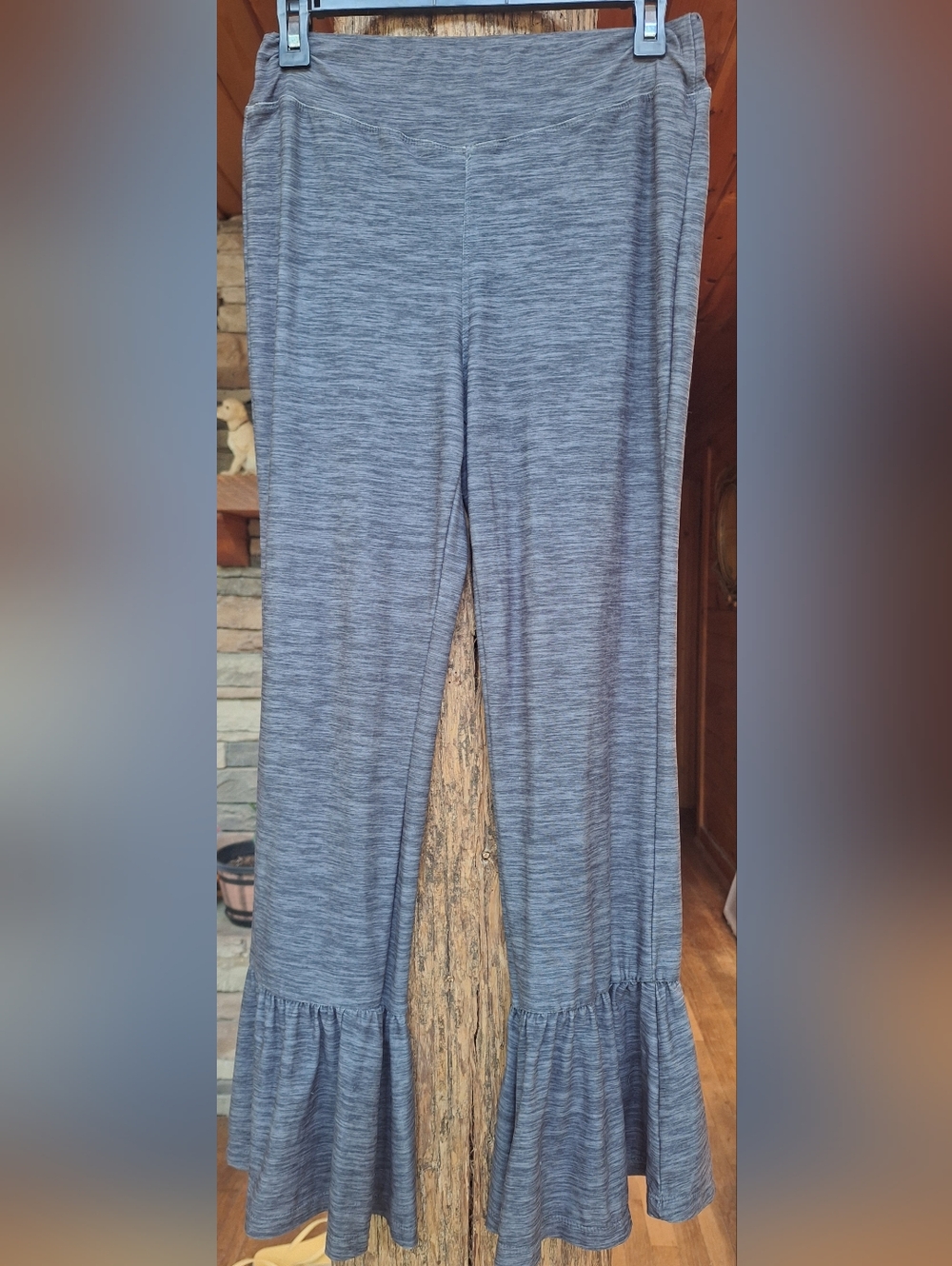 Grey Ruffled Hem Knit Pants By Simply Southern Sz S/M